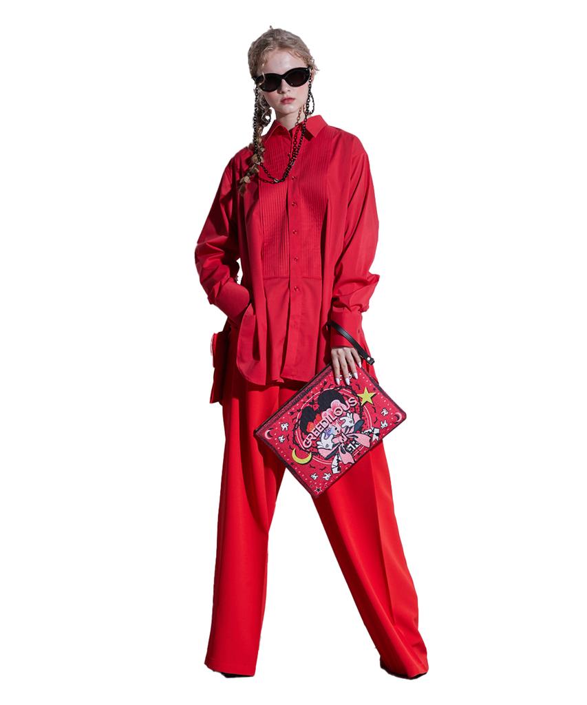 GREEDILOUS Red Tuxedo Shirt