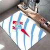 Red Shield Logo on Blue Stripes suitable as a non-slip mat for the living room or bedroom sofa