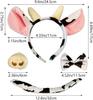 PESENAR Animal Costume 4 Pieces Set Cow Ears Headband Nose Bowtie and Tail Party Cosplay Halloween Dress Up Accessories