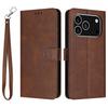 For iPhone 17 Pro Case Flip Stand Calf Texture PU Leather Wallet Phone Cover with Strap