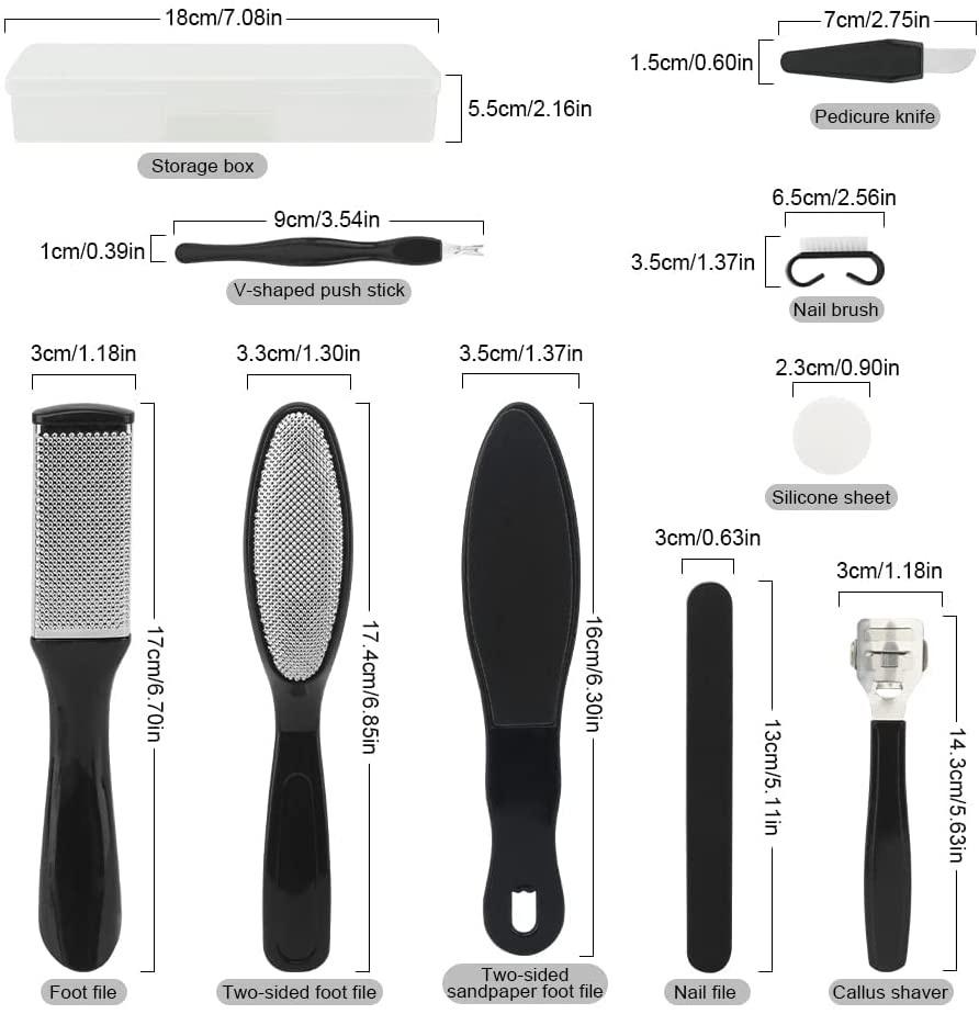Профессиональный набор инструментов для педикюра, 10 шт., набор для ухода за ногами из нержавеющей стали 10 в 1, набор для педикюра для удаления омертвевшей кожи, рашпиль для ног