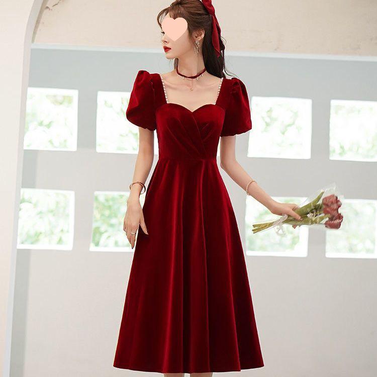 Свадебное платье для тоста 2025: Новое зимнее свадебно-помолвочное платье с длинным рукавом для женщин