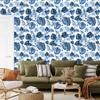 Wallpaper Blue Tropical Leaves and Flowers for Living Room and Bedroom 50x1000