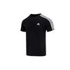 Striped Print Sports Short Sleeve T-Shirt Men Tops Black IC9334