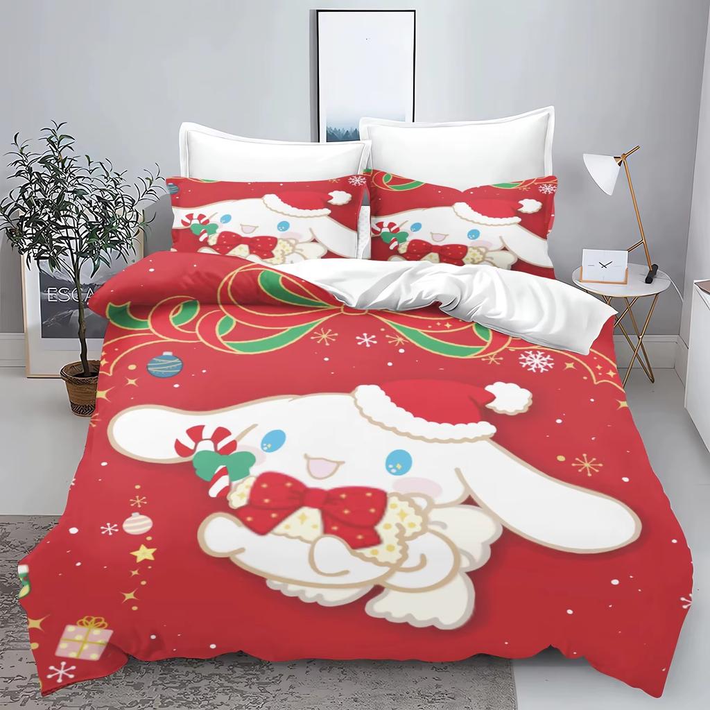 Christmas Series Sanrio Bedding Set  Polyester 3D Duvet Cover Pillow Case Set Bed Cover Adult Kids Bedroom Decoration