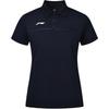 Li Ning Logo Пот-абсорбирующий дышащий свитер-поло для женщин, топы темно-синего цвета APLU072-1