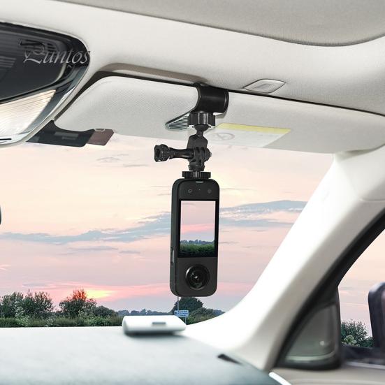 Автомобильный солнцезащитный козырек, крепление для камеры, вращение на 360 градусов, противоскользящий замок, противоударный держатель для видеоблога, спортивный кронштейн для камеры для GoPro, Osmo Pocket 3