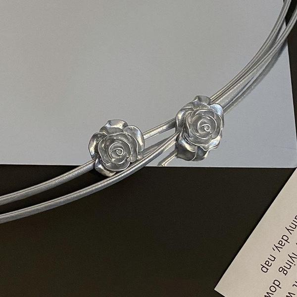Gorgeous Fashion Leather Flower Necklace Women's Popular Collar Chain Temperament Rose Choker Neckchain Engagement Anniversary Jewelry Gift