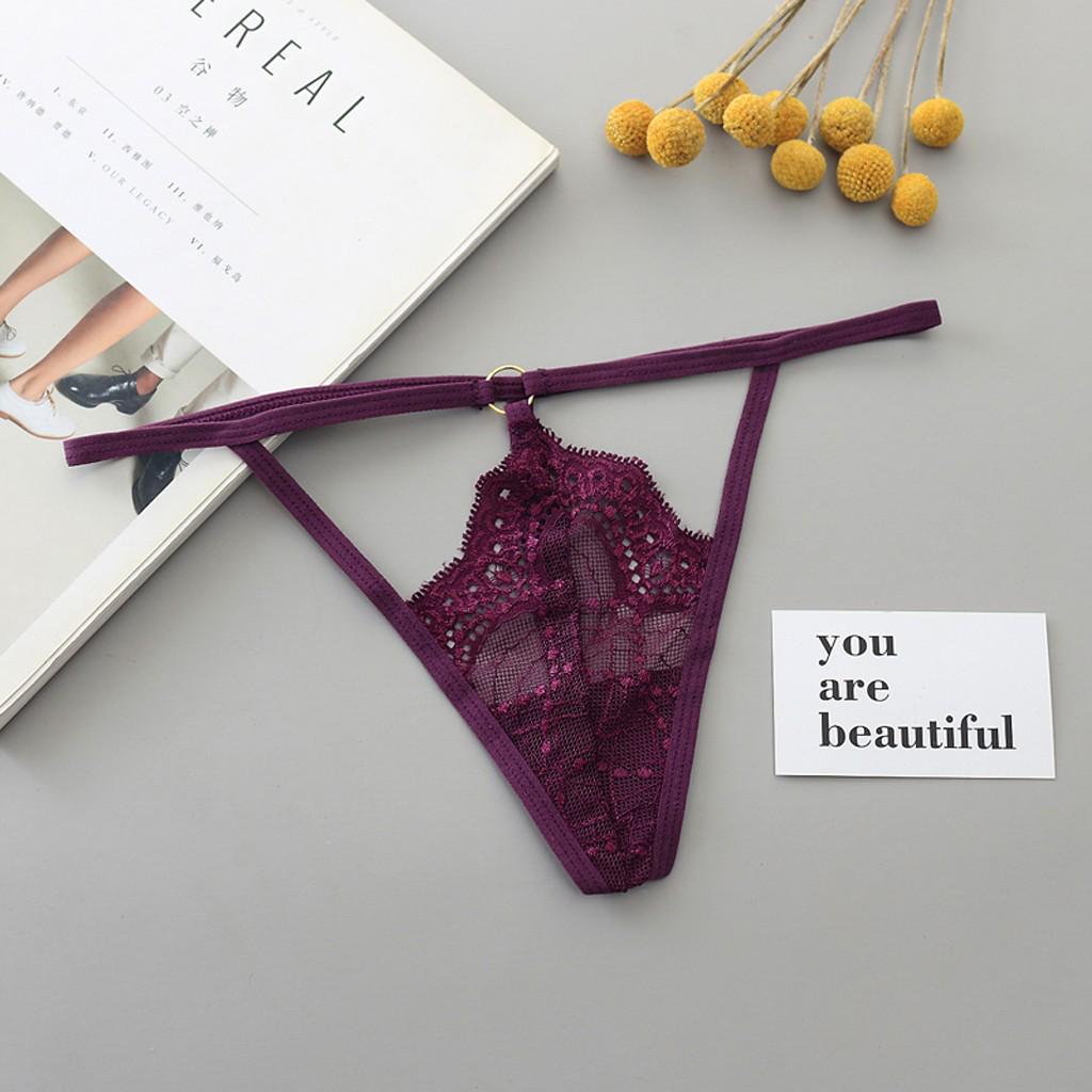 Women's Sexy Lingerie Lace Open Thong Panties G-Pants Lingerie Pajamas