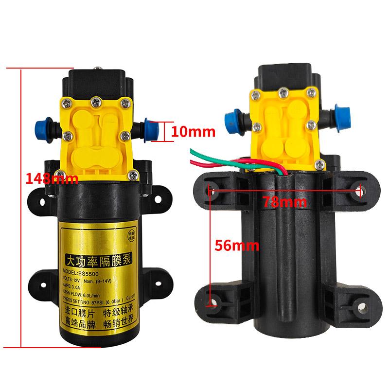 12V Agricultural Electric Spray Water Pump Small High-pressure Spraying Pump Self-priming Diaphragm Pump Pesticide Water Pump