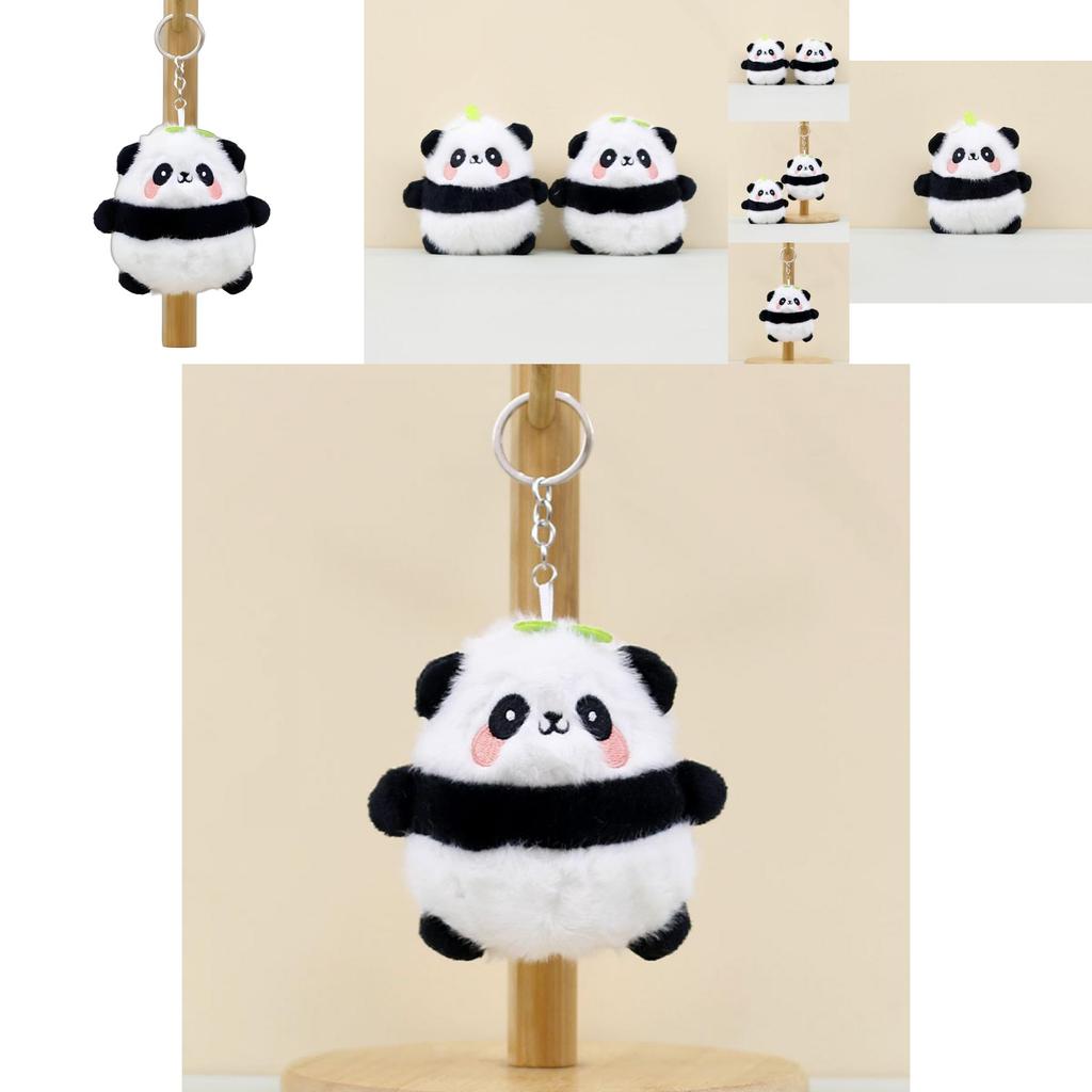 Charming Panda Plush Keychain Cute Short Plush Panda Doll Adorable Bag Accessory