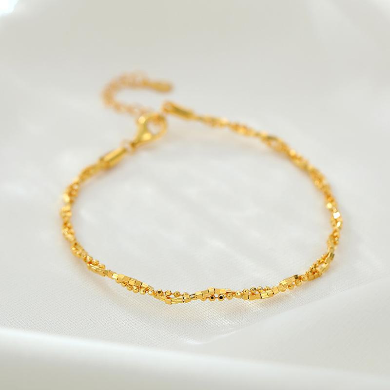 Banyan Tree S925 Silver Double Wrap Women's Bracelet with Shiny Beads - Versatile, Fashionable, Thin Silver Hand Jewelry