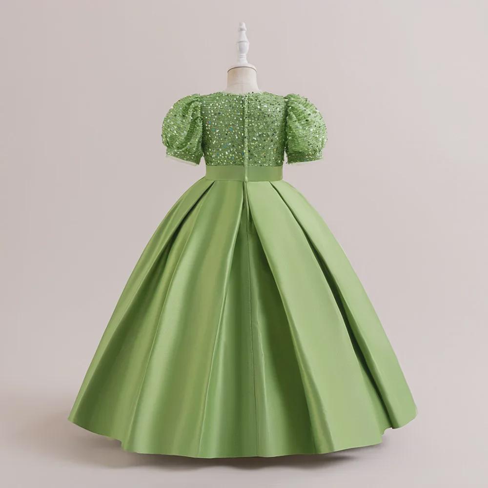 Новое платье-пачка из атласа с пайетками для девочек среднего/большого размера