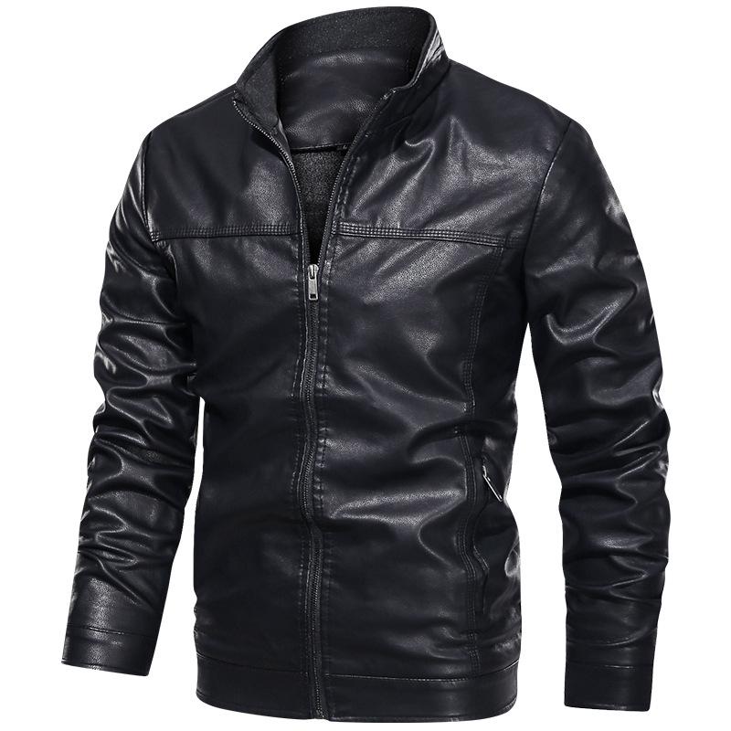 Men's Spring and Autumn New Leather Jacket Men's PU Leather Baseball Collar Youth Locomotive Leather Jacket Men's Jacket