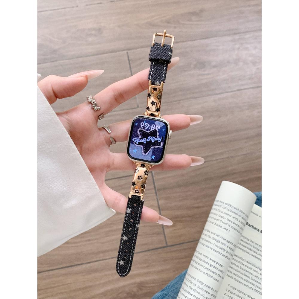 Тонкий кожаный ремешок для iWatch SE 10 9 8 7 6 5 4 3 2 1 Женский браслет для Apple Watch 38мм 40мм 41мм 42мм