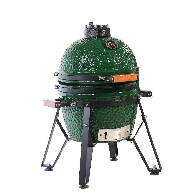 16" Charcoal Ceramic Kamado Grill: Outdoor BBQ, Tea Brewing, Smoker, Stewing Oven, Pizza Maker.