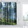 Дерево Лес Солнечный свет Занавеска для душа Природный ландшафт Водонепроницаемая ткань Пластиковый крючок для украшения ванной комнаты 12 шт.