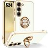 Protective Case - BOOLING - for Samsung Galaxy S24 - Silicone - White - Anti-scratch with Stand Ring