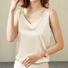 Camisole Top V-neck Sleeveless Colorfast Breathable Anti-pilling Workwear Polyester Women's Solid