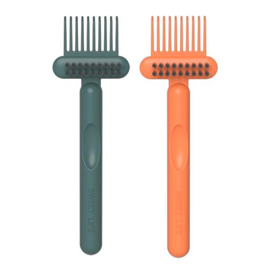 2Pcs 2 in 1 Hair Brush Cleaning Tool with Ergonomic Handle Double-Sided Comb Cleaner High-strength Comb Cleaner Hair Tangle Remover Tool