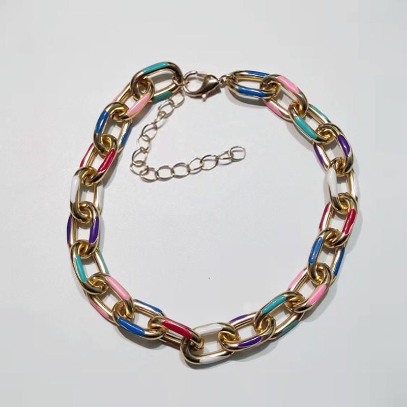 Titanium Steel Colorful Dipped Oil Cuban Link Bracelet Women Geometric Chain Design Lightweight Luxury Couple Jewelry