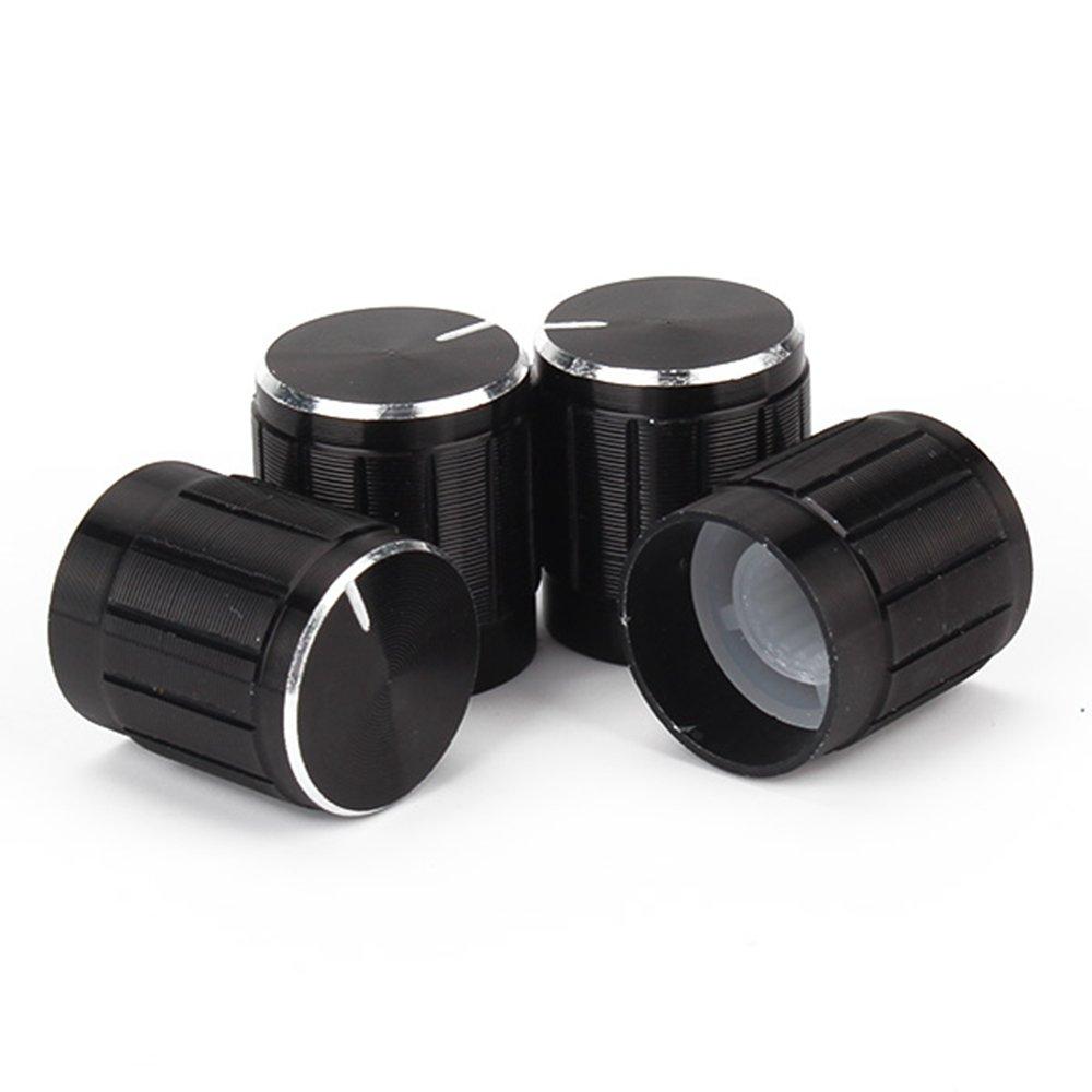 Yibuy Volume Control Dome Knob Rotary Knob for Electric Aluminum 10pcs Black Inner Diameter 6mm Guitar/Bass