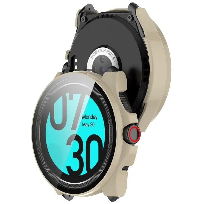 Tempered Glass + Case Cover For Ticwatch Pro 5 Smart Watch Strap Protective Bumper Screen Protector Shell Film Tic Watch Pro5