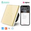 BSEED Zigbee 1/2/3 Gang 1 Way Smart Switch Single Live LED Buttons Glass Panel Work With Google Home EU Touch Switch Smart Life