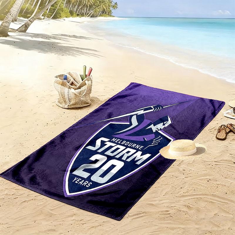 Пляжное полотенце с принтом Melbourne Storm, Большое, Мягкое, Быстросохнущее, для Пляжа, Кемпинга, Плавания