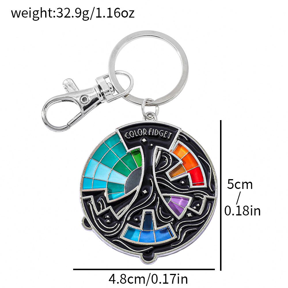 Color Design Colourful Anxiety Relief Badge Color Fidget Wheel Keychain Pendant Relieve Stress Quickly Identify Tonal Jewelry