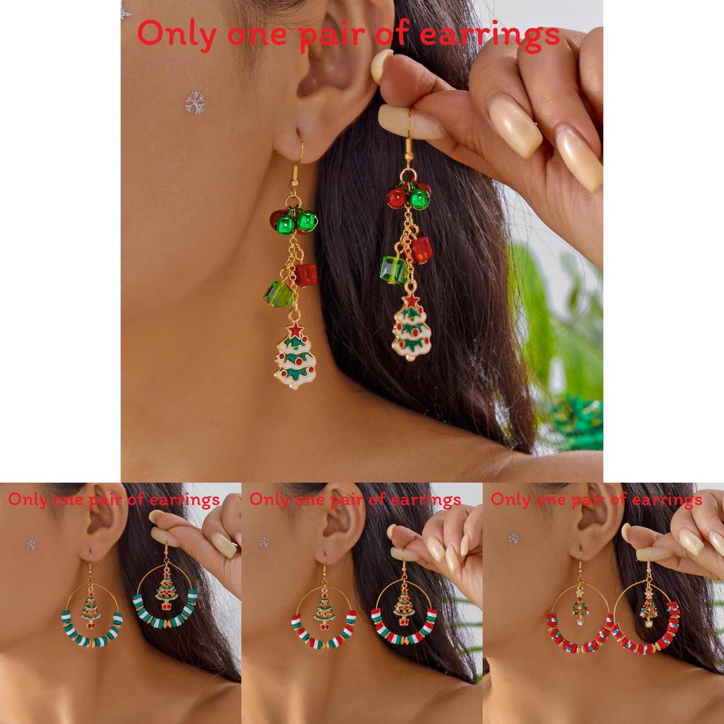 Christmas Earrings With Bell Pendant Alloy Holiday For Women And Men
