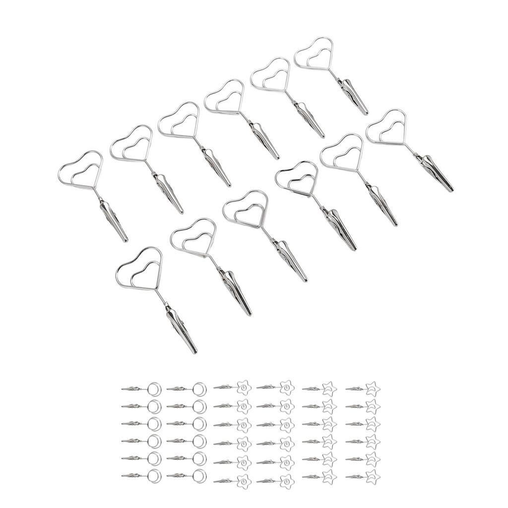 12pcs 2.8in Double Headed Memo Clip Metal Card Holder Wire Photo Clamp for Hanging Photo Display