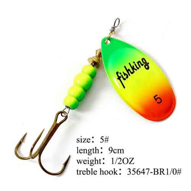 Рыболовная приманка FISH KING Spinner Bait, 1 шт., жесткая приманка для окуня, ложка с тройным крючком, снасти высокого качества