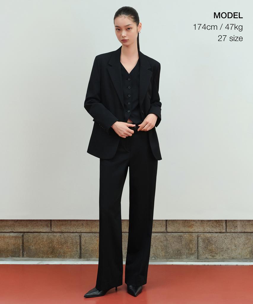 MUSINSA STANDARD WOMAN Женские широкие брюки со скрытой резинкой [Черный]