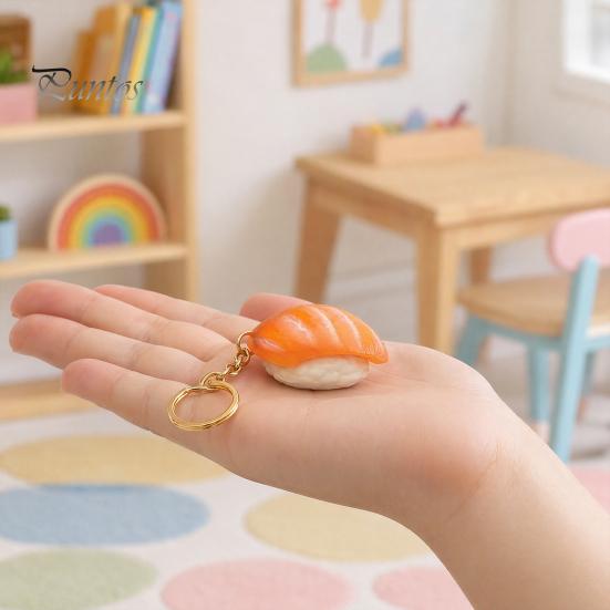 Брелок-подвеска, Имитация суши с лососем, Игрушка для снятия стресса с цепочкой с текстурой еды, 3D-печатное украшение для рюкзака, брелок для школьной сумки