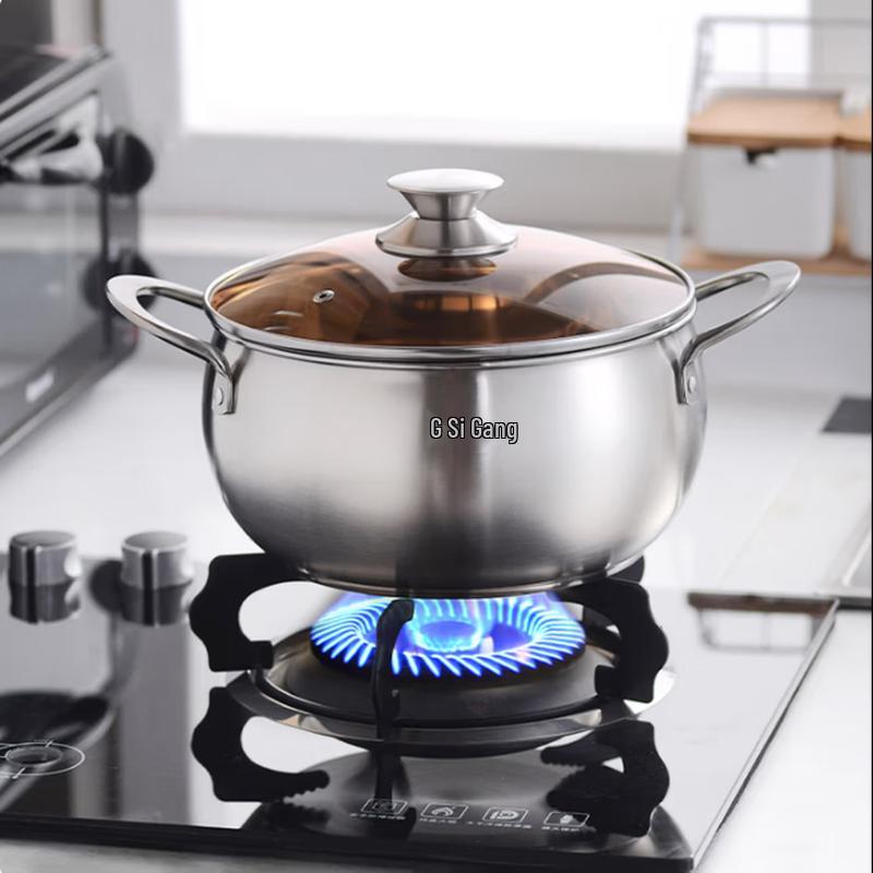 Супница Sigang из нержавеющей стали 24 см со стеклянной крышкой