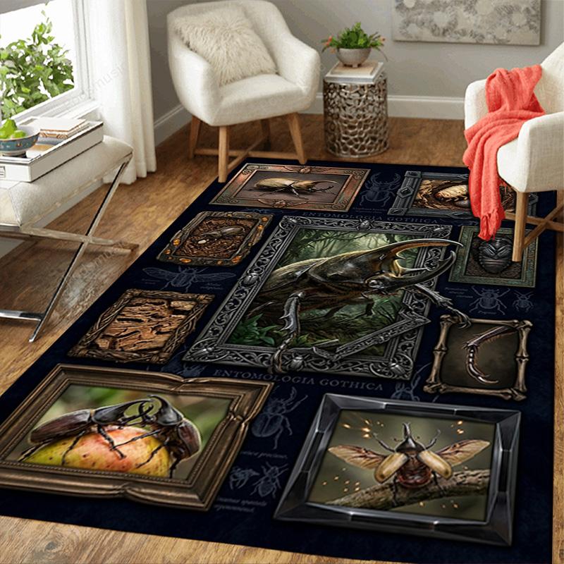 Gothic Insect Collection Pattern Rug Floor Mat for Living Room or Bedroom Soft and Comfortable Carpet a Gift for Birthday and Holiday.