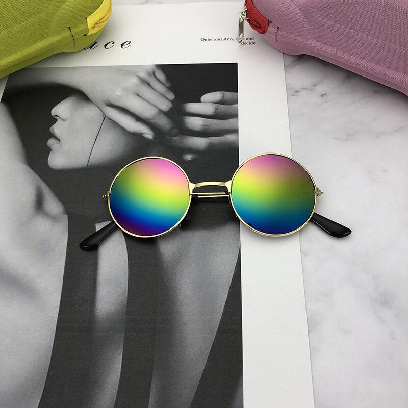 Fashion Children's Round Frame Sunglasses Male Baby Color Film Reflective Round Prince Glasses Trendy Female Child Sunglasses