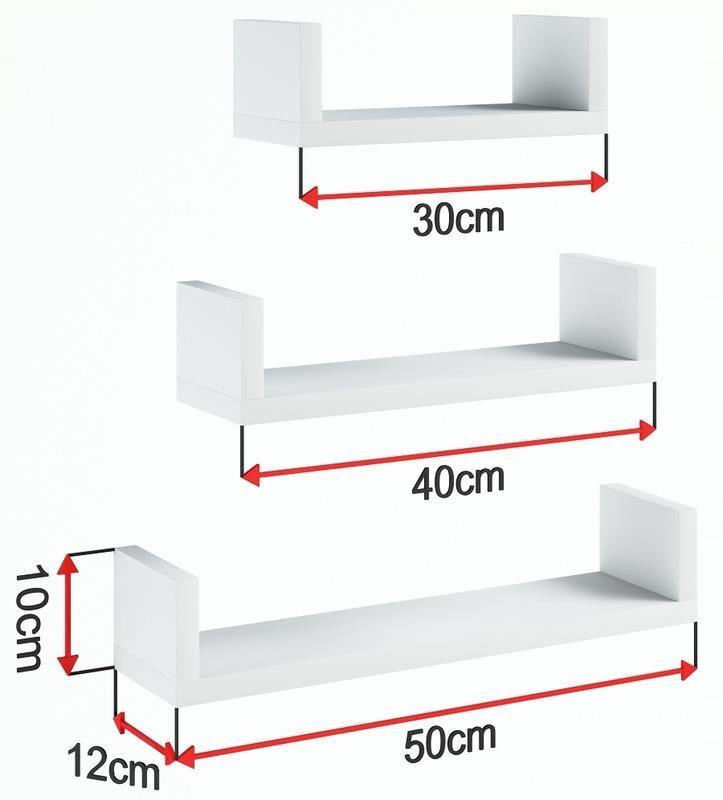 Ex3 Small White Hanging Shelf, Set Of 3 Shelves