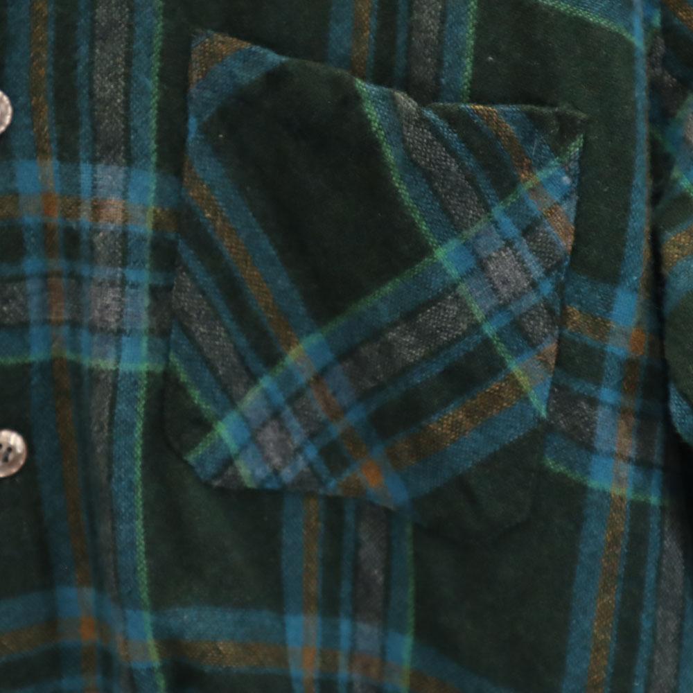 Vintage Рубашка с длинным рукавом из шерстяной смеси 70-х годов с клетчатым узором, с открытым воротником, мужская, б/у