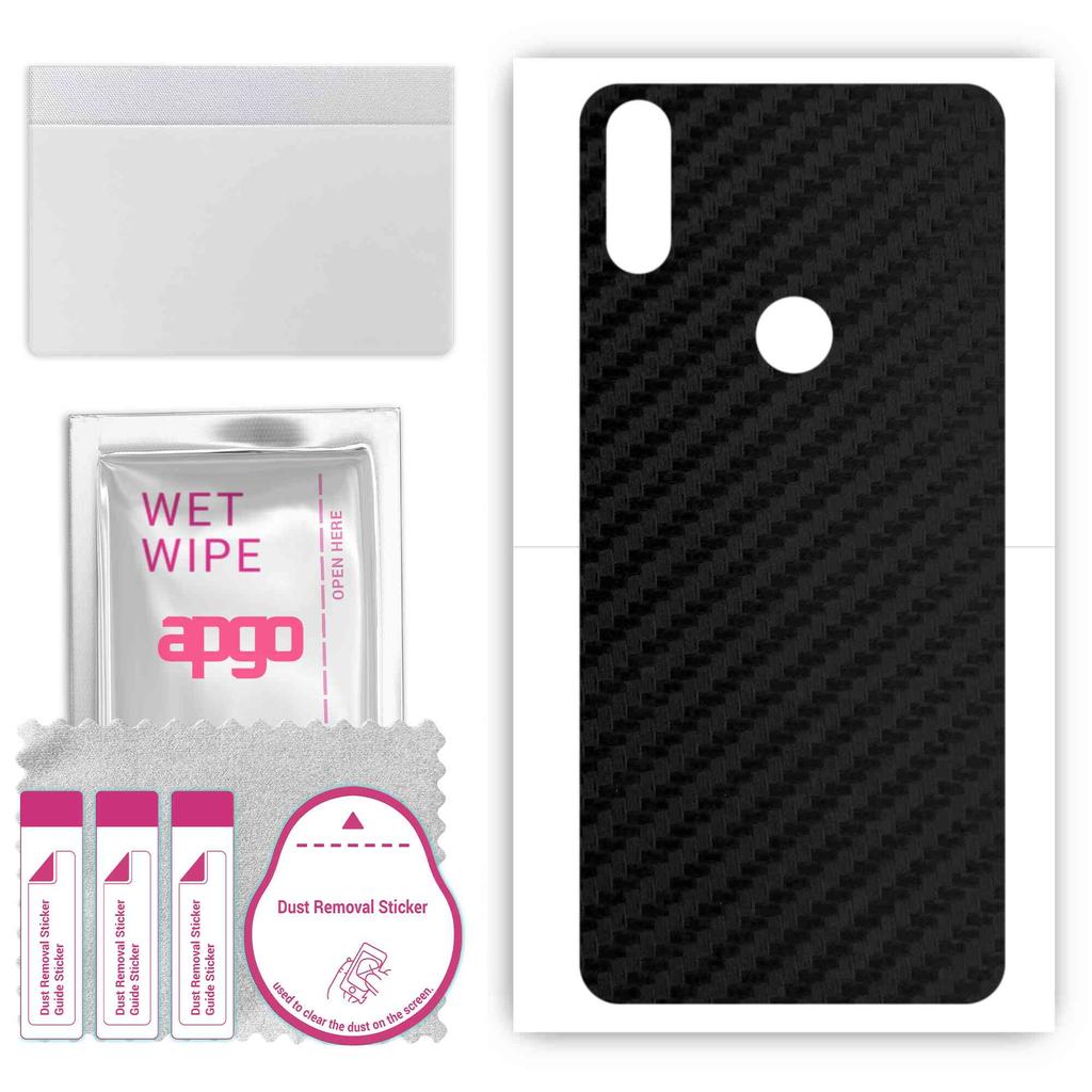 apgo Protective Skin Sticker for the Back Compatible with Doogee Y8 Plus, Wrap Film, Foil, Vinyl - Pattern Carbon Black
