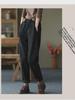 2025 Women's Elastic Waist Cotton Twill Harem Pants - Western Casual Style, Solid Color with Fashion Buttons