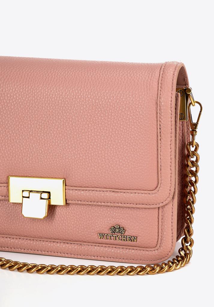 Wittchen Women's Leather Crossbody Bag With Chain, Pink, Natural Leather