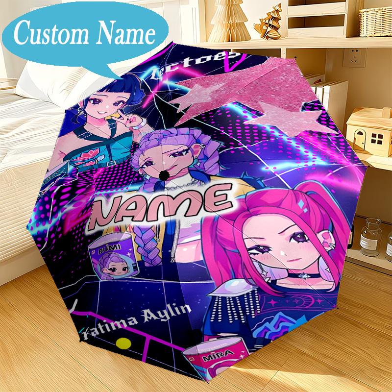 Custom Name Umbrella KPop Cartoon Umbrella 8-Frame for Travel, Camping, Casual Lightweight Portable, Essential for Family Gifts