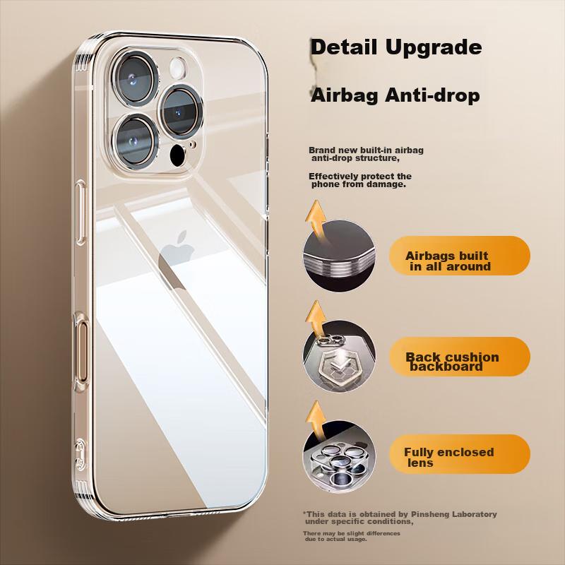 Pisen Ultra-Thin Case for IPhone 16, Transparent Shockproof Cover with Built-In Camera Lens Protector, Full Lens Protection, Dust-Proof, Soft Case