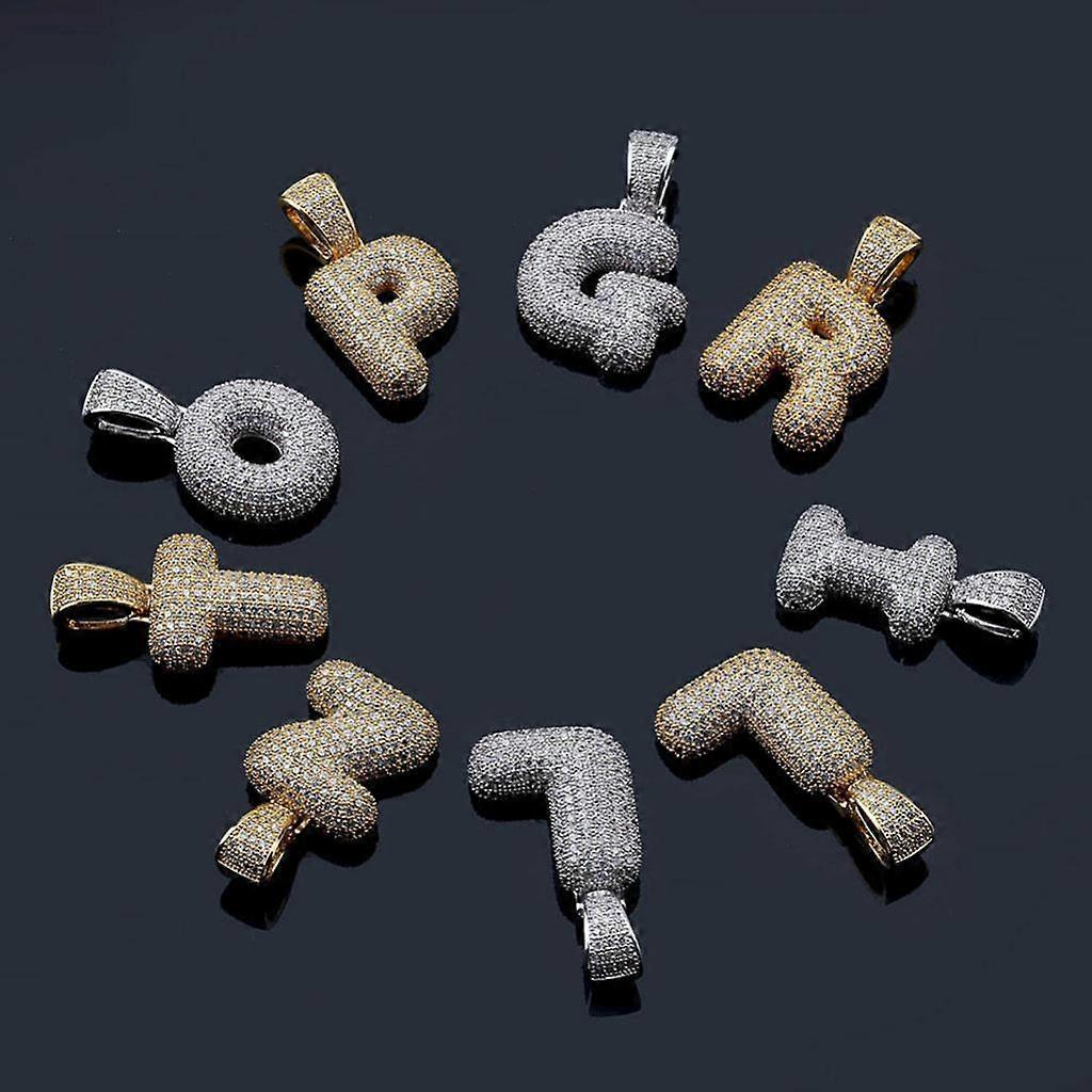 Shiny Letter A Pendant Miniature Zircon Stone Hip-hop Accessory Gold