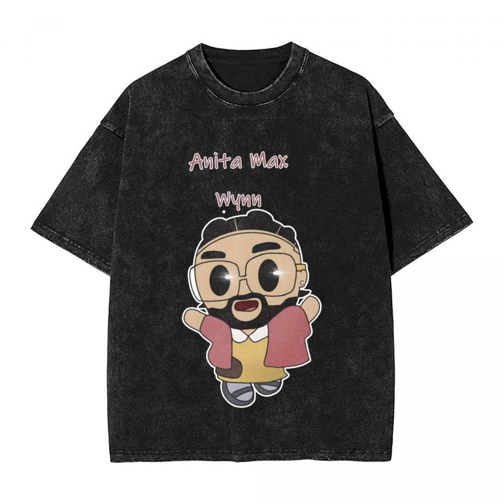 Anita Max woman Men Cotton Washed Hot stamping Print TShirt Harajuku Cotton Tshirt Mens Summer Short Sleeve Tees