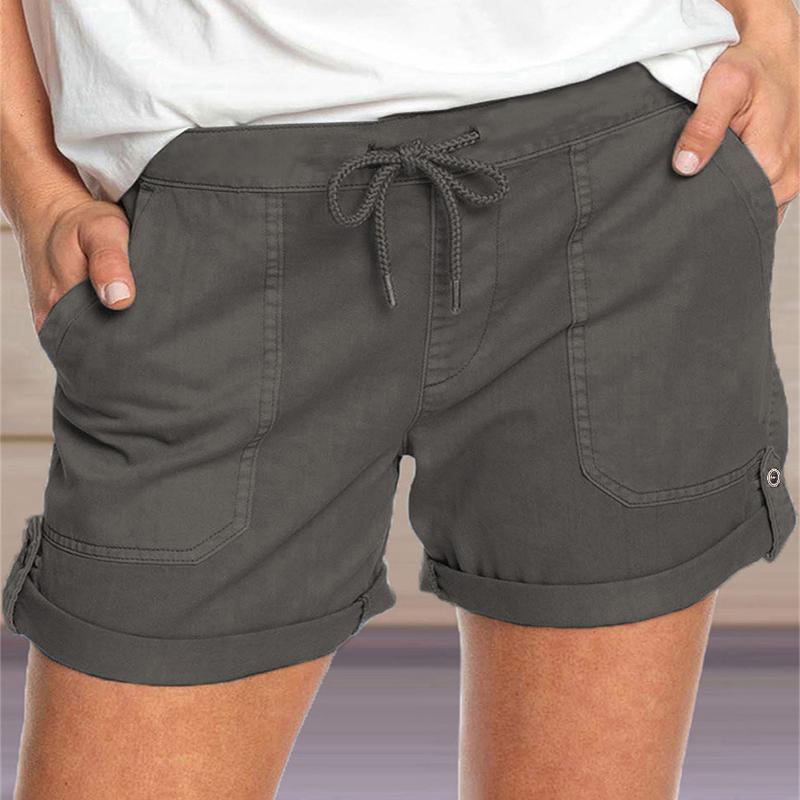 GMXIA Летние однотонные прямые повседневные брюки женские шорты на шнуровке
