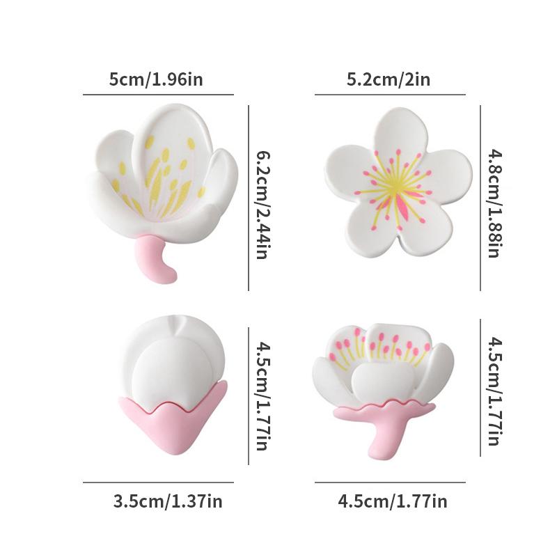4 Pieces With Creative Fresh Garden Flowers Refrigerator Magnet Cartoon Flower Tulip Resin Decorative Board Magnetic Sticker