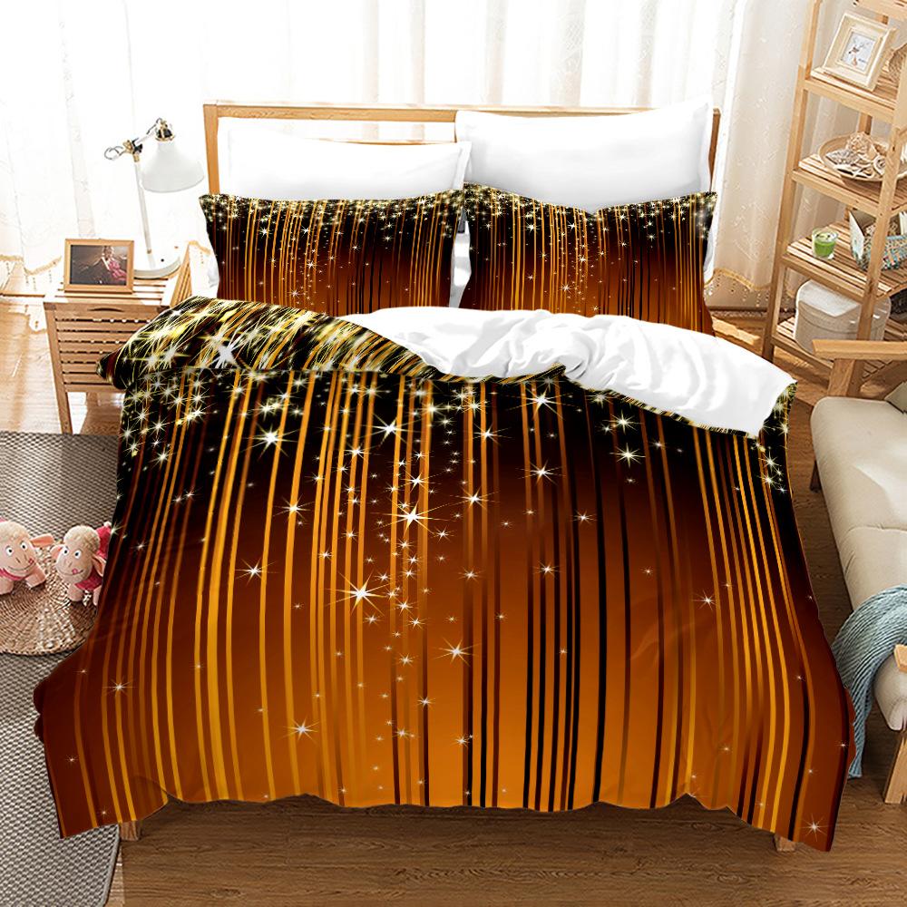 Комплект постельного белья с 3D звездой, блестящий пуховый пододеяльник, наволочка 2/3, праздничный подарок, AU210 * 240, полный размер, быстросохнущий мягкий домашний текстиль
